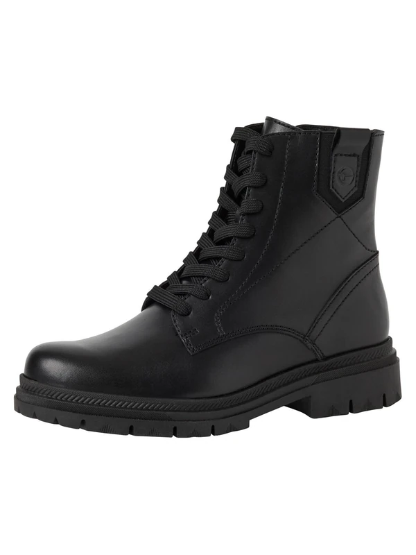 Tamaris Women's Damen Lace Boot Flat 1-25217-45 Ankle, Black (Black Leather), 6.5 UK