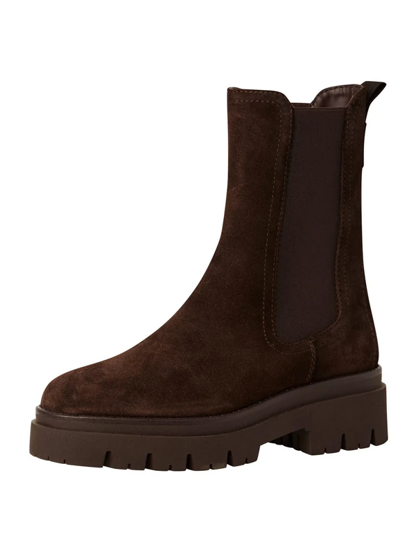 Tamaris 1-25992-41/001 Slip-On Boots Leather & Textile Women's in Black, Mocha Suede, 39 EU