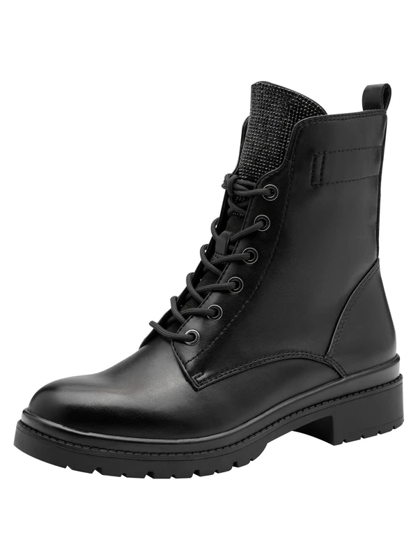 Tamaris Women's Damen Lace Boot Flat 1-25236-43 Ankle, Black Glam, 5 UK