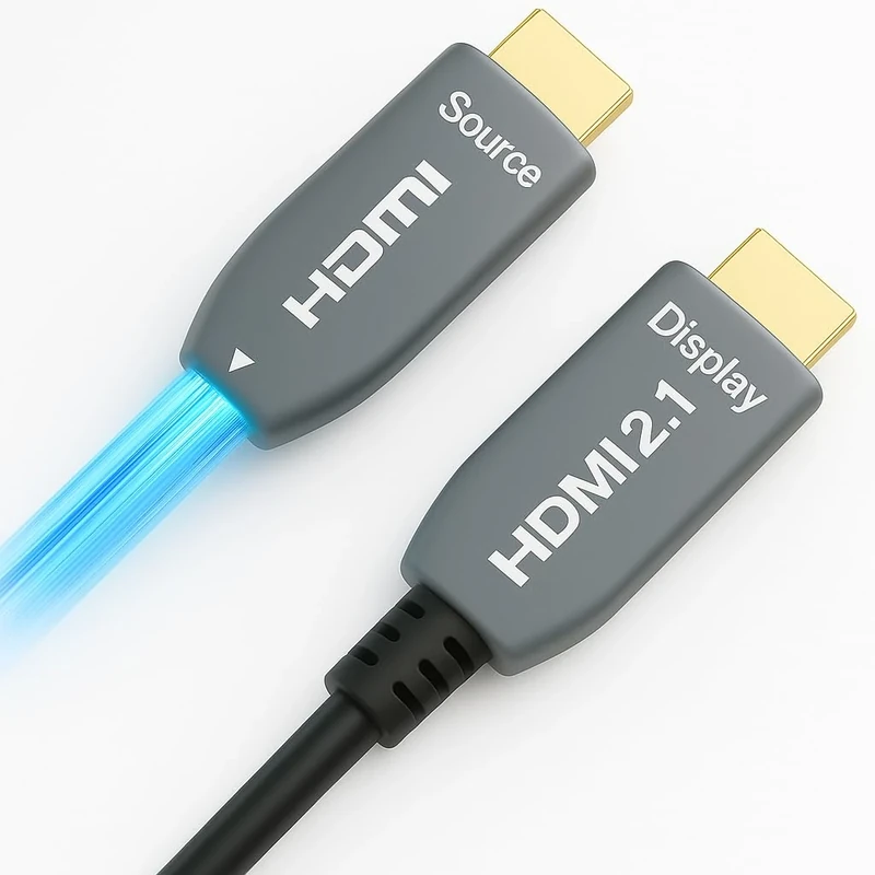 Elfcam -8K HDMI to Fiber Optic Cable - 48Gbps eARC VRR - Ultra High Definition for Cinema & Gaming - German Silan+Laser V26 Chip, Kink-resistant Fiber - Compatible with PS5, Xbox, PC & TV 8K (30M)