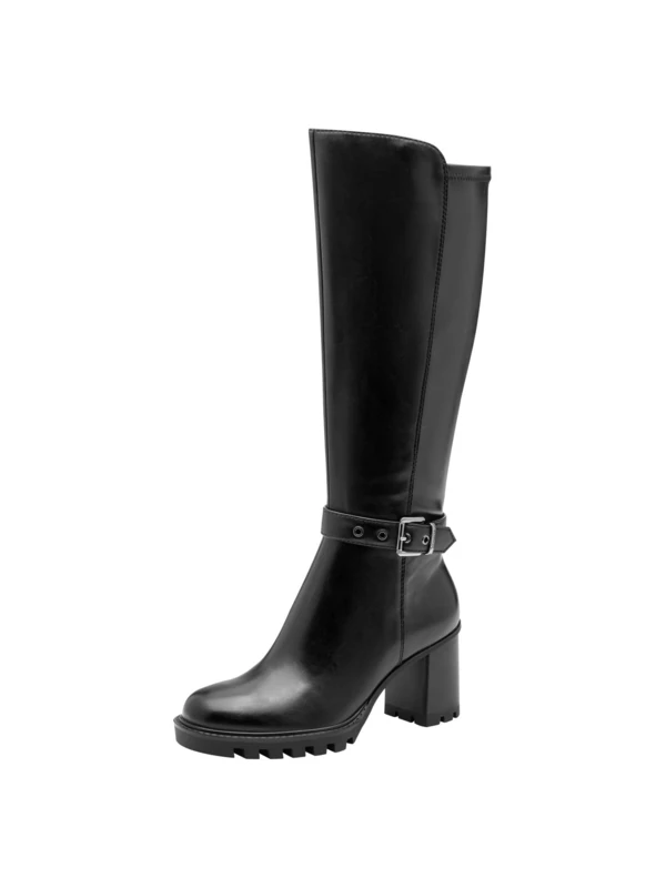 Tamaris Women's Damen Long Boot Heel 1-25536-45 Knee High, Black Matte, 6.5 UK