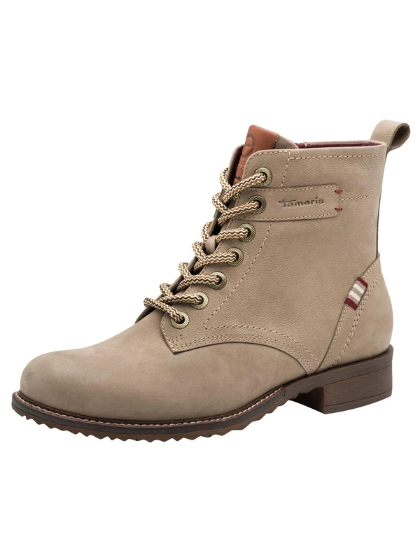 Tamaris Women's Lace Boot Flat 1-25298-45 Ankle Boots, Taupe, 42 EU, taupe, 9 UK