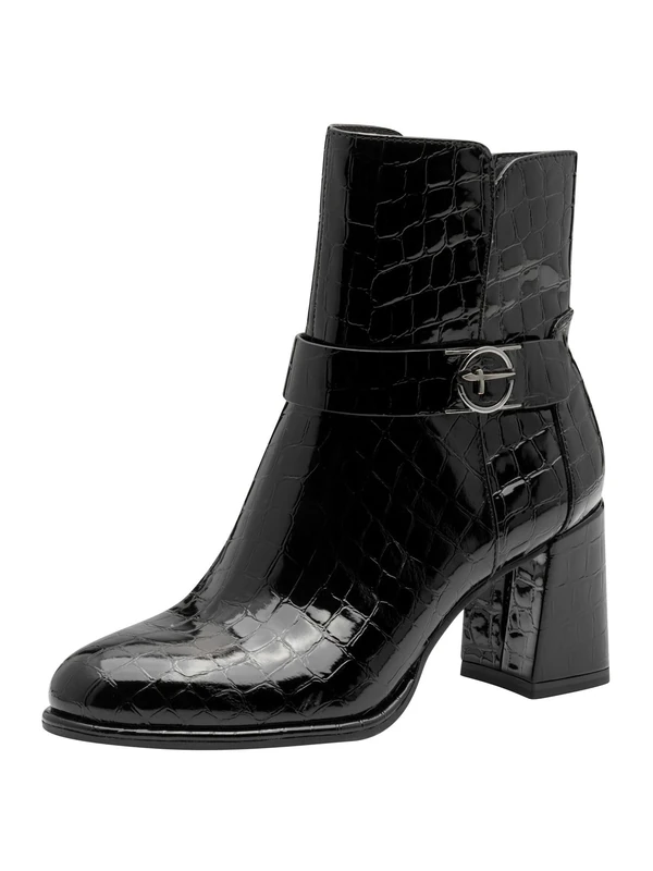 Tamaris Women's Damen Boot Heel 1-25337-45 Ankle, Black Croco, 3.5 UK