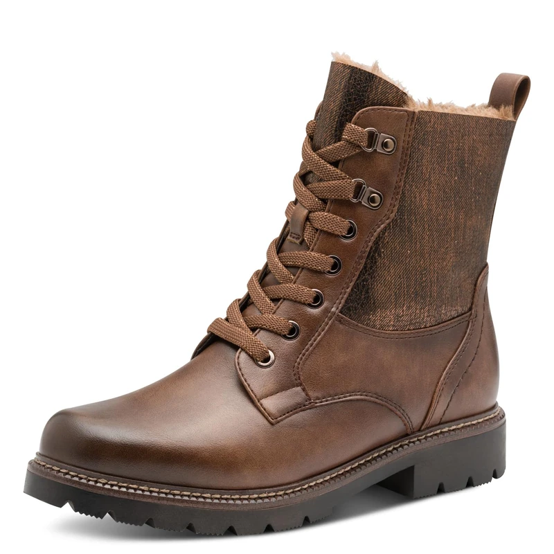 Tamaris Women's WL Lace Boot 1-26292-45 Snow Boots, Cognac Comb, 42 EU, Cognac Comb, 9 UK
