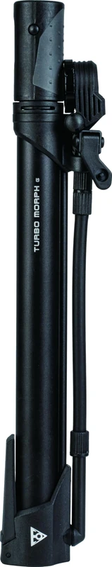 Topeak Morph Turbo Bicycle Tyre Pump with Flip Down Analogue Pressure Gauge, Black