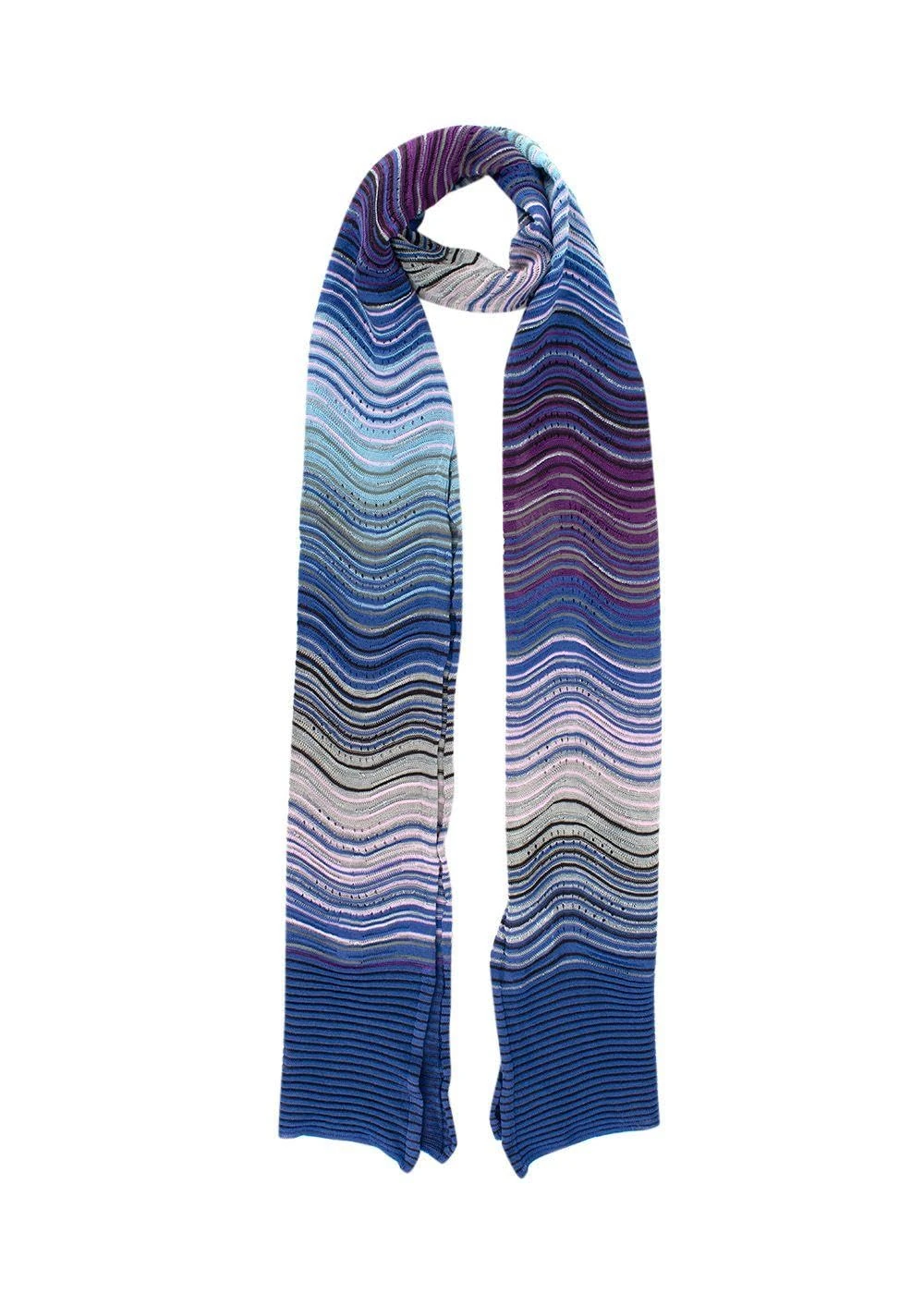 Missoni Pre-loved Purple Wave Wool Blend Scarf