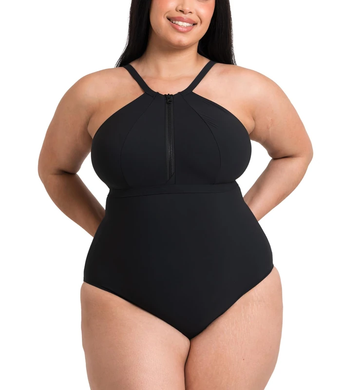 Curvy Kate Zip Tide Non-Wired Multiway Swimsuit Black 2XL