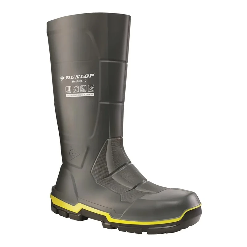 DUNLOP MetGuard S5 Wellington Boot - Unisex, Antistatic and Lightweight, Chemical Resistant Work Wellies with Steel Toe Cap, Acifort, Dark Grey/Black - EU37, UK4