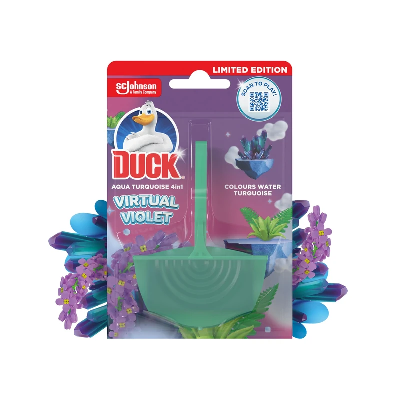 Duck Colouring Toilet Rim Block, Foaming Toilet Bowl Cleaner, Long-lasting Fragrance, Virtual Violet, 36g