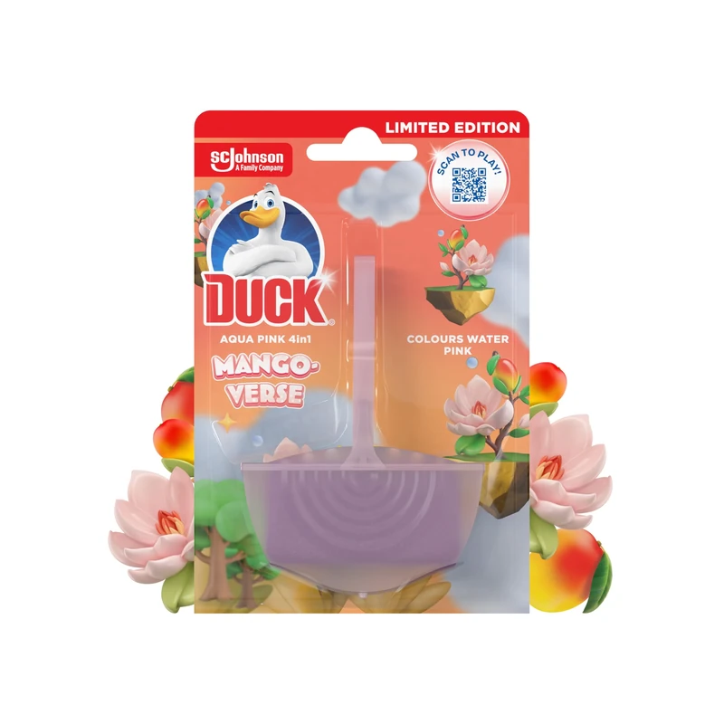 Duck Colouring Toilet Rim Block, Foaming Toilet Bowl Cleaner, Long-lasting Fragrance, Mango Verse, 36g