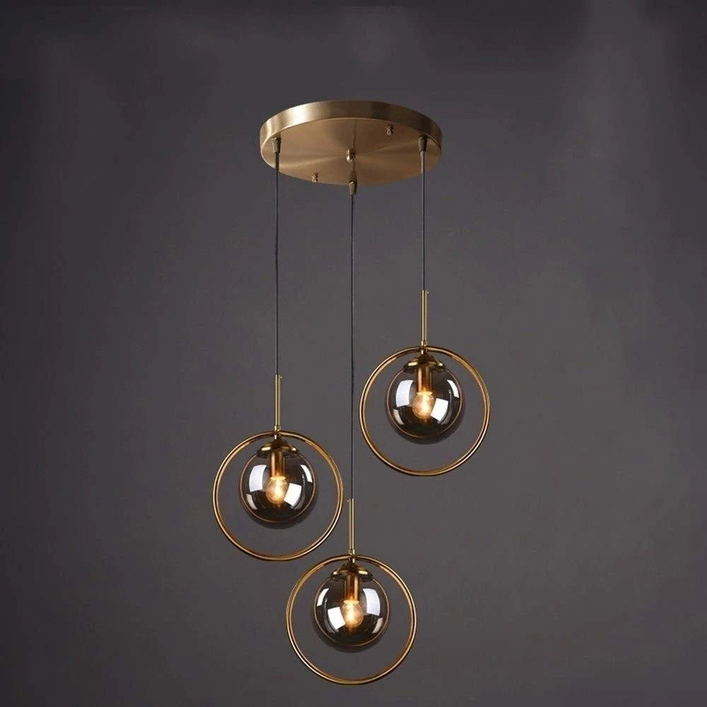 Loft Global Glass Pendant Lights Fitting for Kitchen Living Room Country Vintage Industrial Ball Glass Ceiling Lighting Gold Paint Finish Hanging Shades, Kitchen Island Bar Chandelier E14