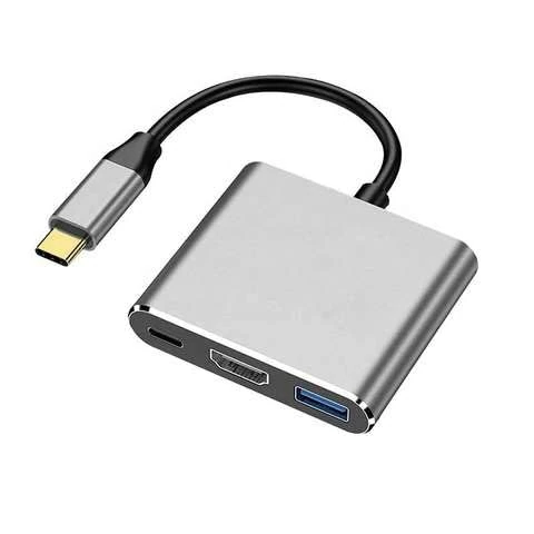 USB C to HDMI Adapter, 3-in-1 Hub, 4K@30Hz HDMI Ports, USB 3.0 Port, 5Gbps Data Transfer, 4K, USB 3.0, 100W PD Type C Converter for MacBook Pro, Air, iPad Pro 2020, Dell XPS, Surface, and Samsung