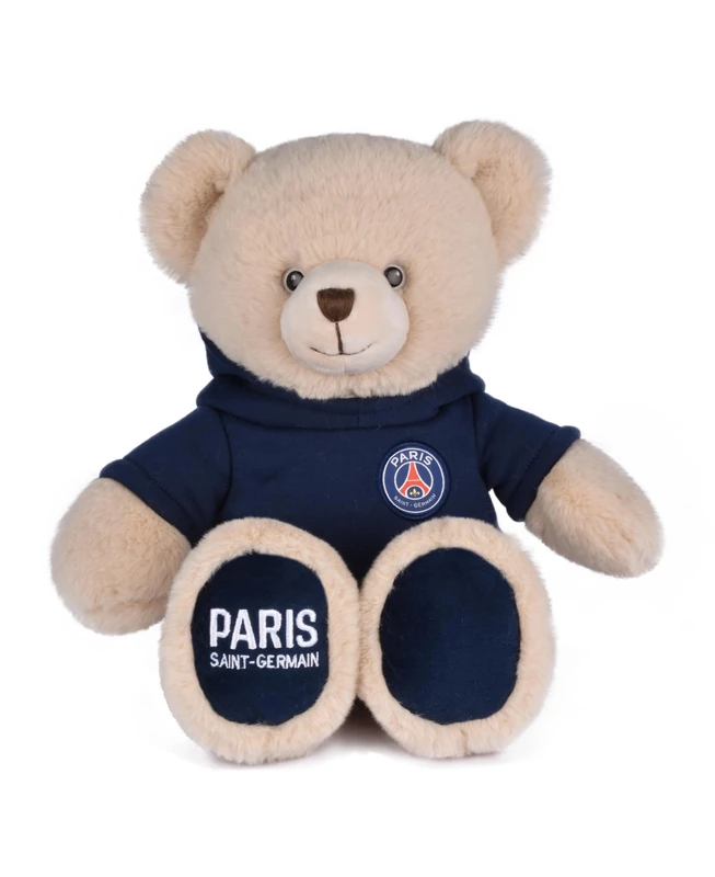 PSG DC4276 – Mascot Bear Soft Toy – Official Paris Saint-Germain Licence – Removable Hoodie – Soft Plush Bear – PSG Souvenir Gift Idea for Children and Fans - Image 1
