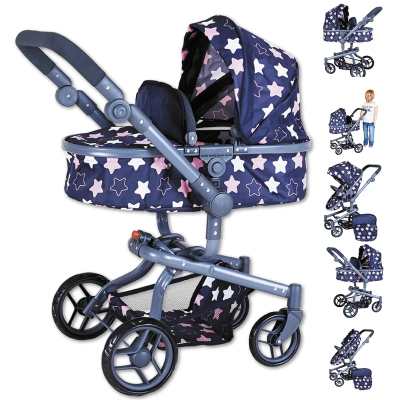 Knorrtoys 90943 Doll's Pram Boonk Star Blue Pink