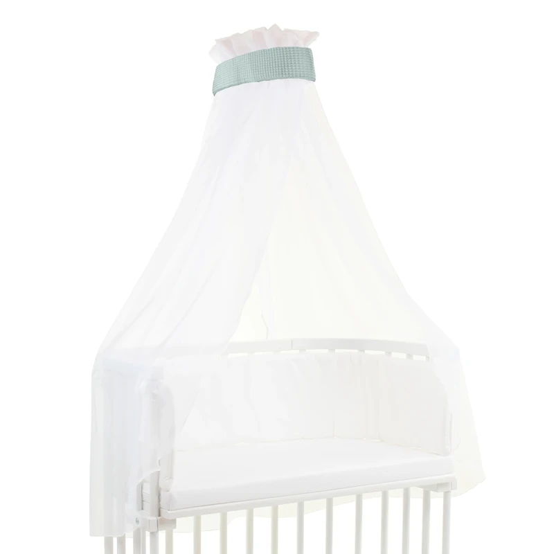 babybay Canopy Waffle Pique with Ribbon Suitable for All Models up to 96 cm Length, Light Blue