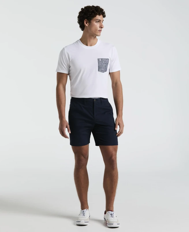 Original Penguin Cotton Tencel 8" Slim Fit Shorts Navy