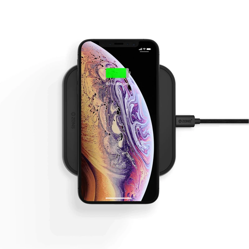 Zens Single Wireless Charger, 15W Wireless Charger for iPhone, AirPods, Android, Qi compatible devices, Includes 18W USB-C PD Power Adapter (EU, UK, US) and 1.5M USB-C Cable, Black