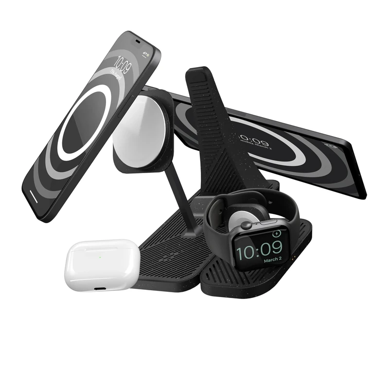 Zens 4-in-1 Modular Wireless Charging Station, MagSafe and Qi 15W Wireless Charger for iPhone, Apple Watch, AirPods, iPad Stand, Includes 65W Power Adapter (EU, UK, US) and 1.5M Integrated Cable,Black