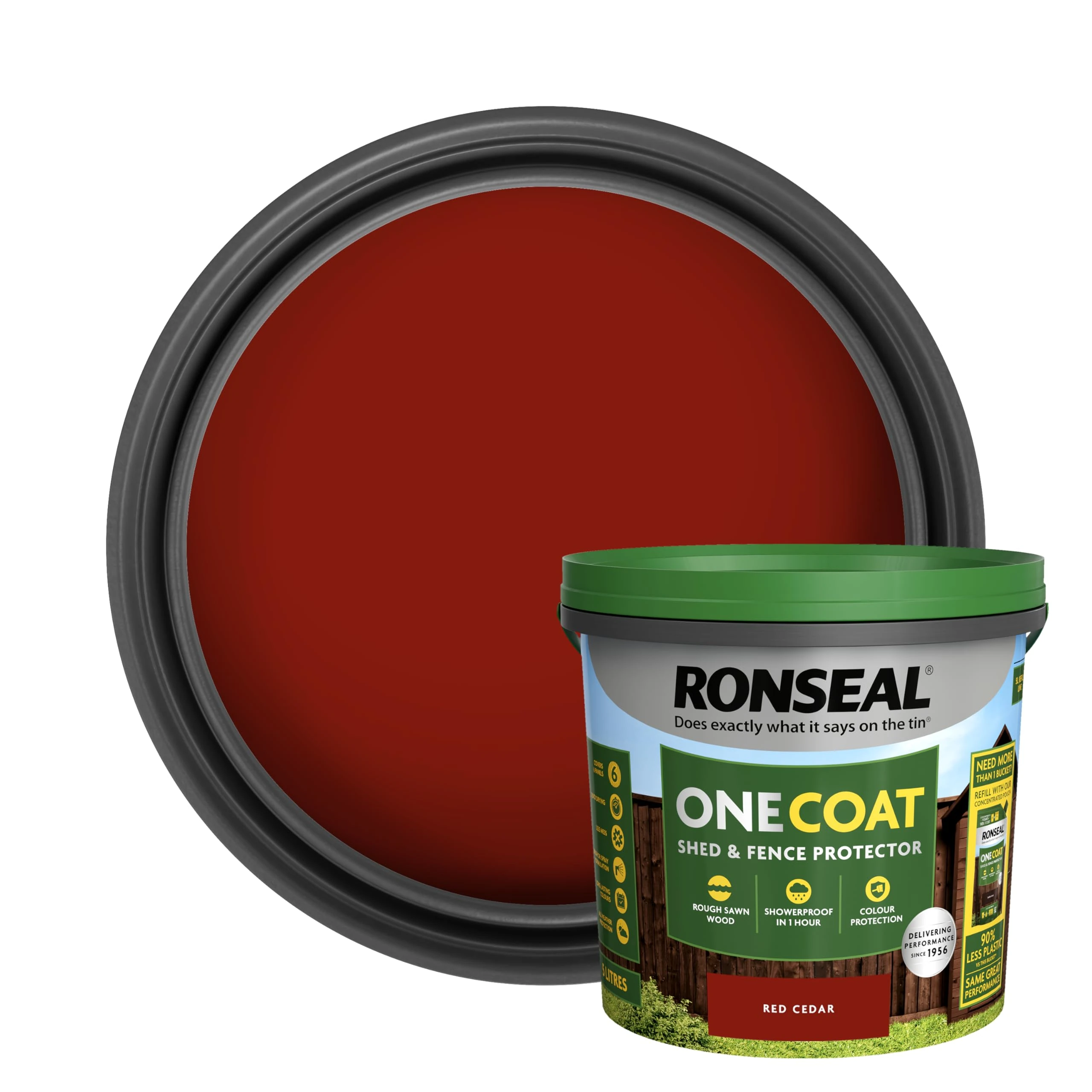 Ronseal One Coat Shed and Fence Protector Red Cedar 5 litres (Covers up to 6 Fence Panels) All Weather Protection