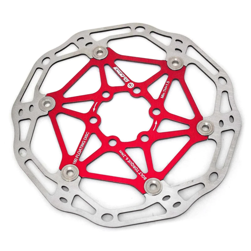 Clarks Cycle Systems CFR-02 Lightweight Floating 6-Bolt Disc Brake Rotor, Red, 203mm