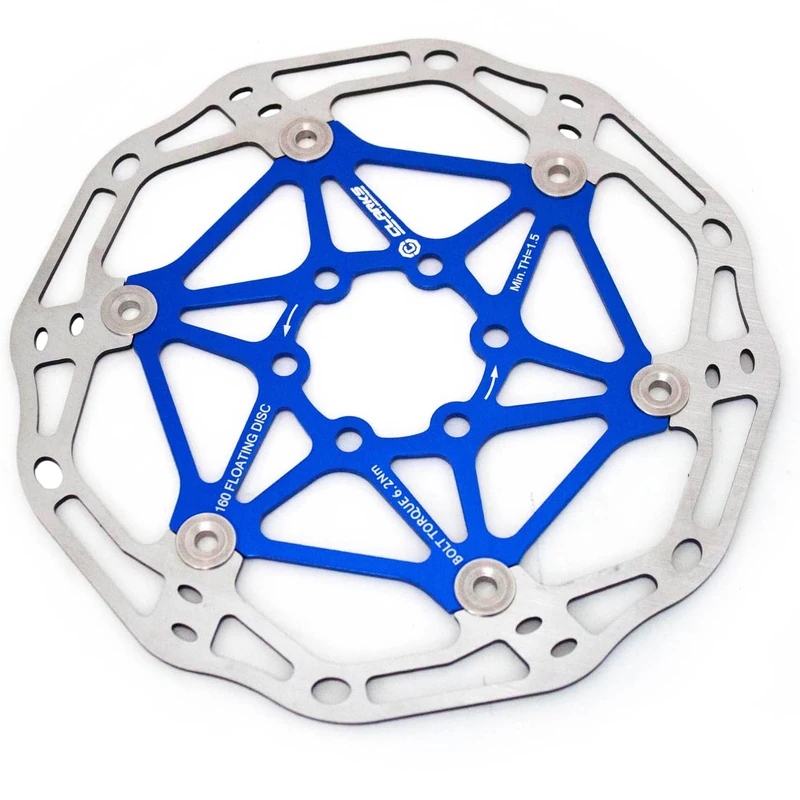 Clarks Cycle Systems CFR-02 Lightweight Floating 6-Bolt Disc Brake Rotor, Blue, 180mm