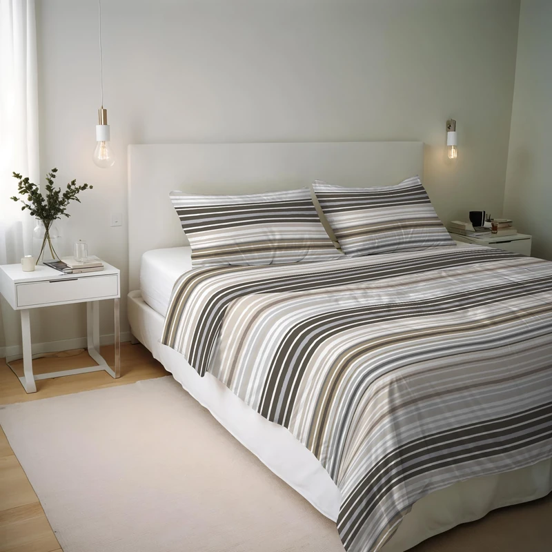 Italian Bed Linen River Cotton Double Duvet Cover Set, Made in Italy – Duvet Cover Set – Duvet Cover 250 x 200 cm with Double Flap and 2 Pillow Cases (Double, Tigers)
