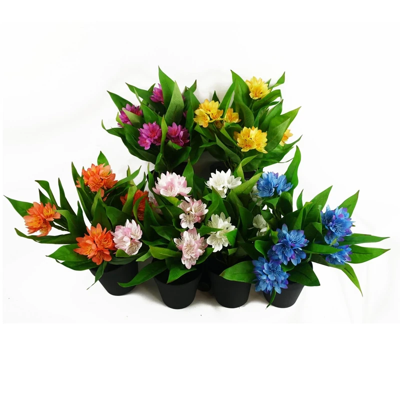 Leaf Artificial Freesia Flowering Houseplant Potted Plants Realistic, 18cm