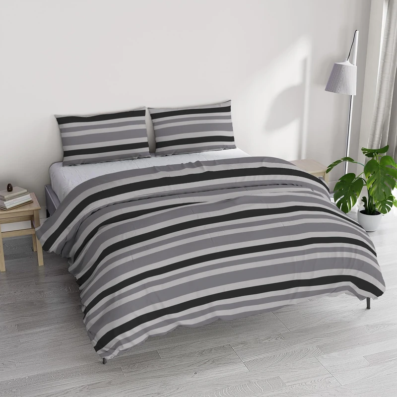 Italian Bed Linen Ida Cotton Double Duvet Cover Set, Made in Italy – Duvet Cover Set – Duvet Cover 250 x 200 cm with Double Flap and 2 Pillow Cases (Double, Right)