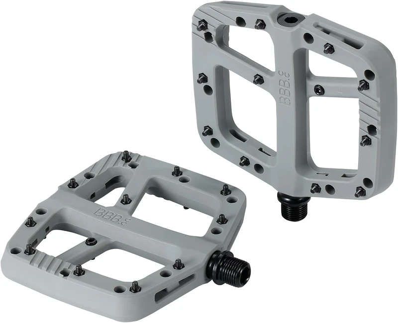 BBB Cycling Decoder MTB Pedals - Mountain Bike Pedals - Strong Grip and Adjustable Pins - Composite Platform Pedals for Cycling - BPD-37 - Matte Grey - Image 1