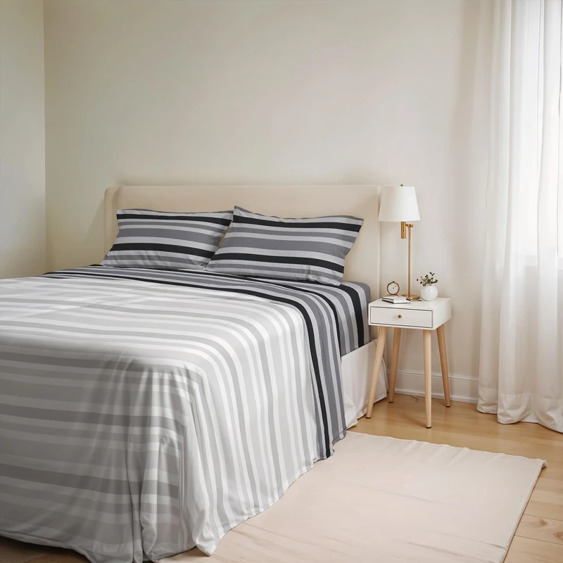 Ida Cotton Double Bed Sheet Set, Made in Italy – Complete Bed Set, Fitted Sheet, Top Sheet 240 x 300 cm and 2 Pillowcases with Inner Flap (Double, Right)