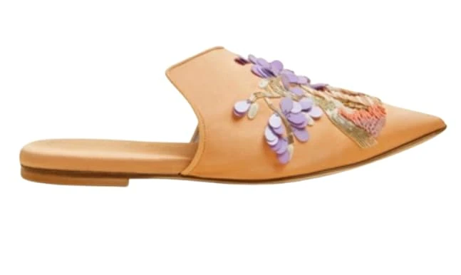 Olivia Von Halle Pre-Loved Orange Caladrius Contessa Slipper