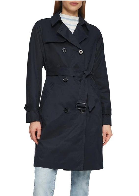 s.Oliver Women's Trench Coat with Striped Lining - Timeless for Transition & City, navy, 14