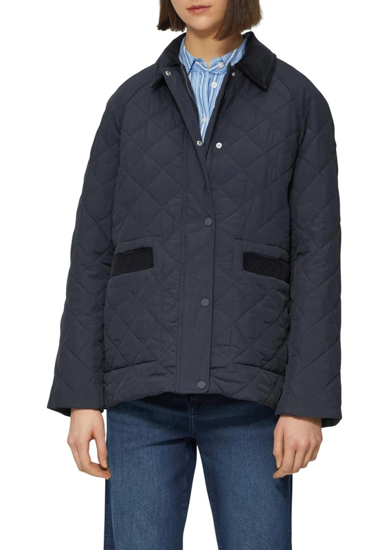 s.Oliver Women's Quilted Jacket with Corduroy Details - Casual for Everyday & Transition, 5959_navy, 12