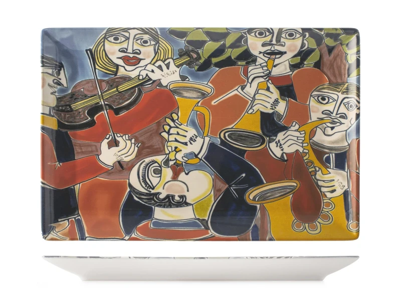 H&H Set of 6 Rectangular Pablo Stoneware Plates 30 x 20 cm