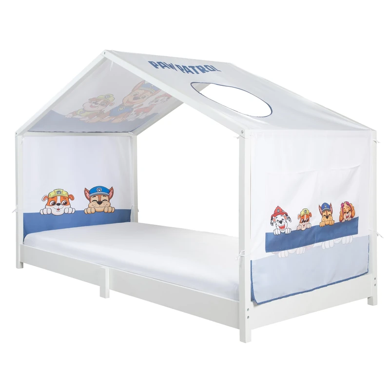 roba Cover for Montessori House Beds 90 x 200 cm in Paw Patrol Design - Suitable Accessory for Canopy Bed Conversion - Includes 3 Storage Pockets & Roof Window