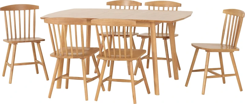 Seconique Emery Extending Dining Set (6 Chairs) in Natural Oak Effect