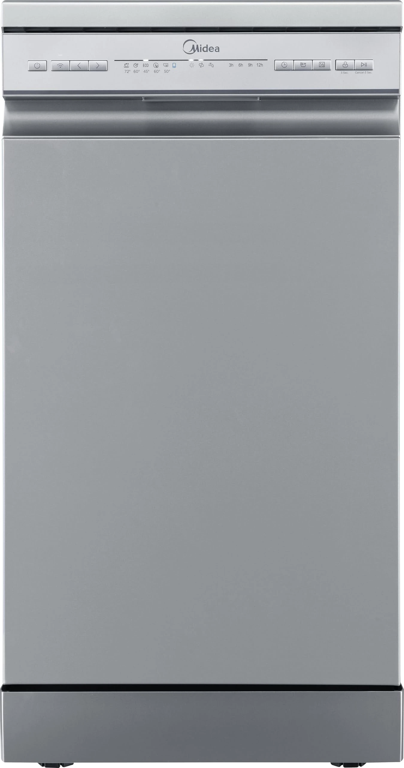 Midea MDWEF1034CS 45cm Freestanding Slimline Dishwasher, 10 Places Setting, 47db, Silver [Energy Class E]