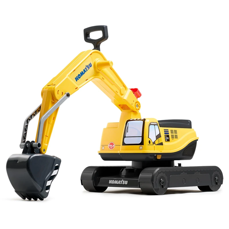 FALK - Excavator - Komatsu - Articulated excavator & bucket, rotating cab - Helmet included - Made in France - 146 - Yellow - From 3 years old