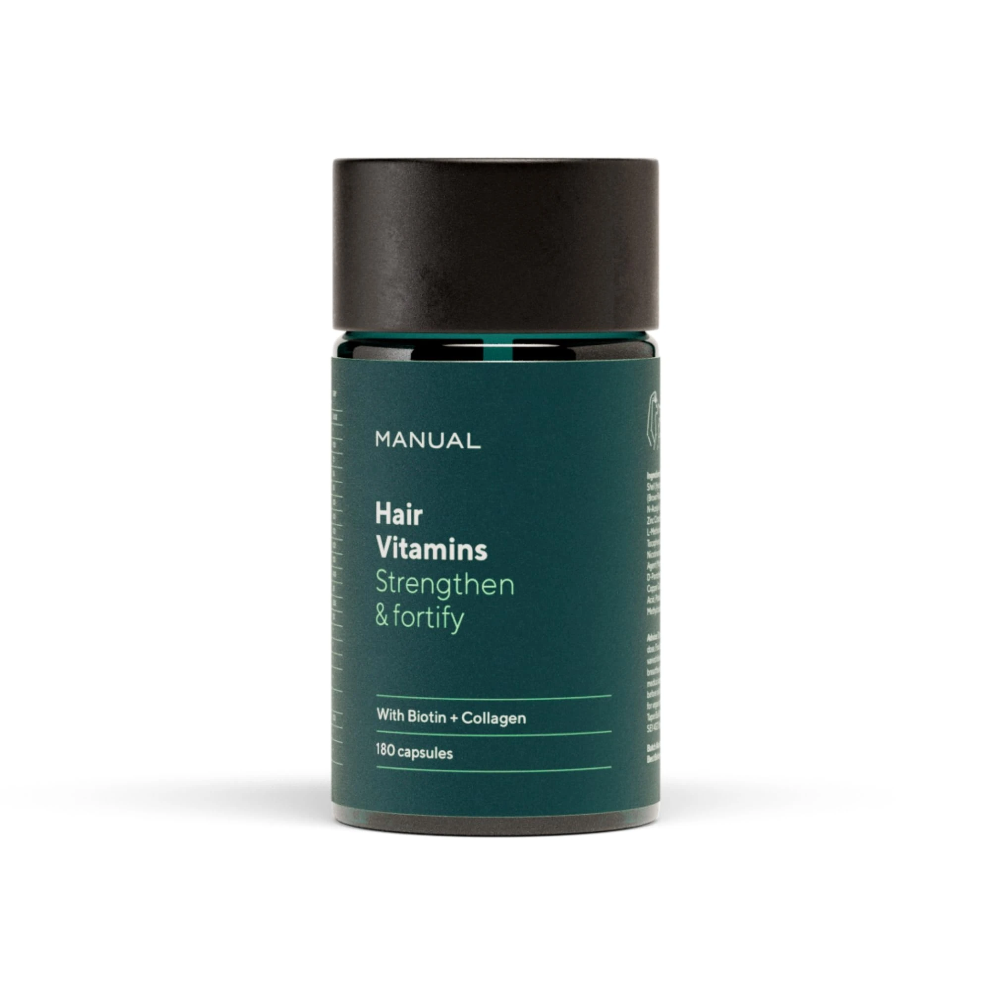 Manual Biotin & Collagen Hair Growth Vitamins (180 Capsules) – Supports Thicker, Healthier Hair – with Essential Nutrients for Hair Loss & Thinning – Take 1 Daily – 6 Month Supply