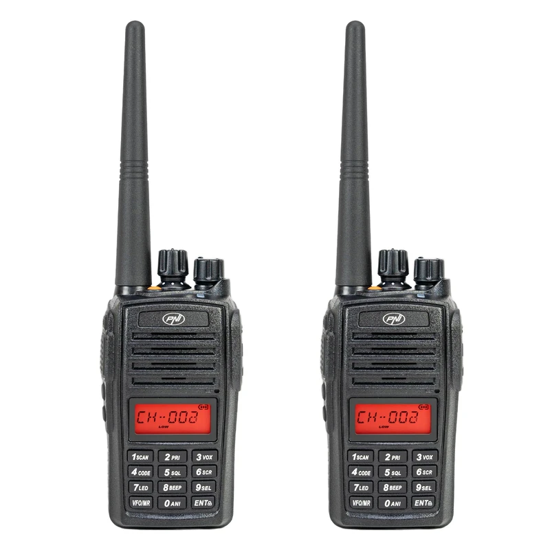 Kit of 2 portable radio stations PNI PMR R18, 446MHz, 0.5W, 128 channels, 16 PMR and 50 CTCSS and 104 DCS tones, FM radio, programmable, Waterproof IP67