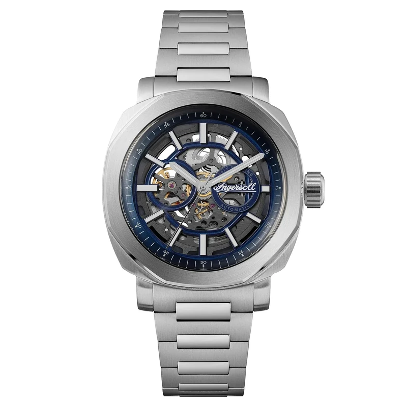 Ingersoll The Outrider Mens 44mm Automatic Watch with Blue Dial and Stainless Steel Bracelet Strap