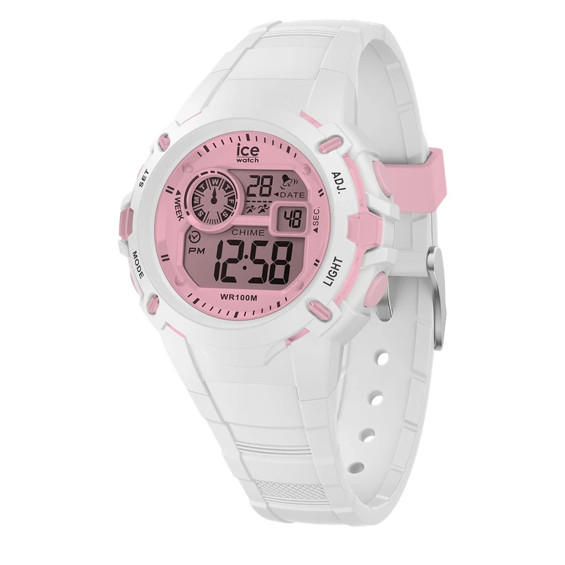 Ice-Watch - ICE digit explorer White pink - Girl's wristwatch with silicon strap - 024001 (Small)