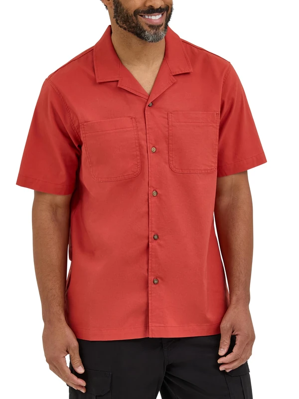 Wrangler Authentics Men's Short Sleeve Camp Shirt, Bossa Nova, Large - Image 1