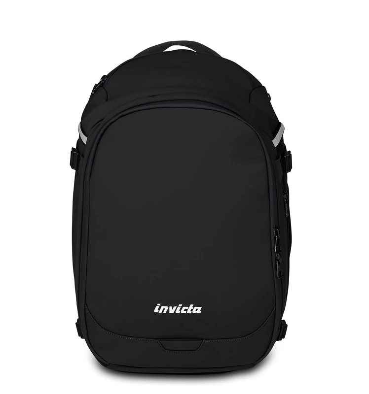 Invicta Campus S Travel Backpack, Black, Single Compartment with 15.6" PC Pocket, Water Bottle Pocket and Reinforced Base, 23.5L Hand Luggage, Work and Travel Backpack, for Men and Women, Black, - Image 1