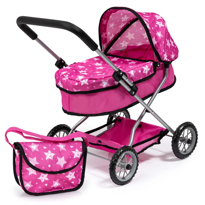 Bayer Design 12270AA Smarty doll's pram with bag, doll stroller, integrated basket