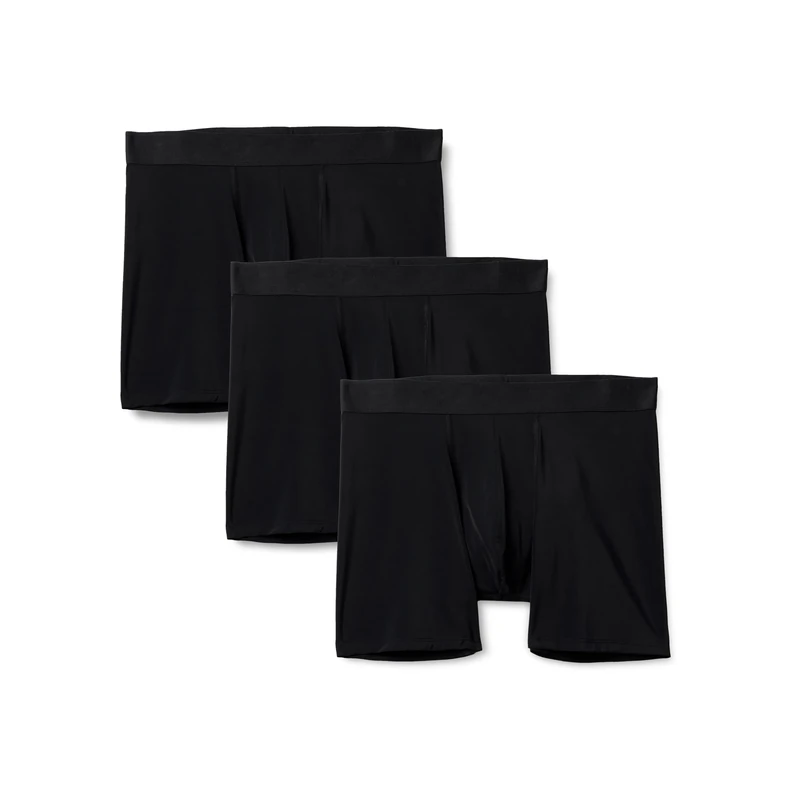 Amazon Essentials Men's Microfibre Boxer Shorts Underwear, Pack of 3, Black, XXL