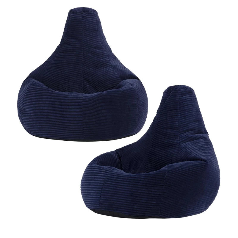 icon Dalton Kids Bean Bag, Navy Blue, 2 Pack, Cord Kids Bean Bag Chair with Filling Included for Girls and Boys, Childrens Chair, Beanbags for Children, Playroom Décor, Bedroom Accessories