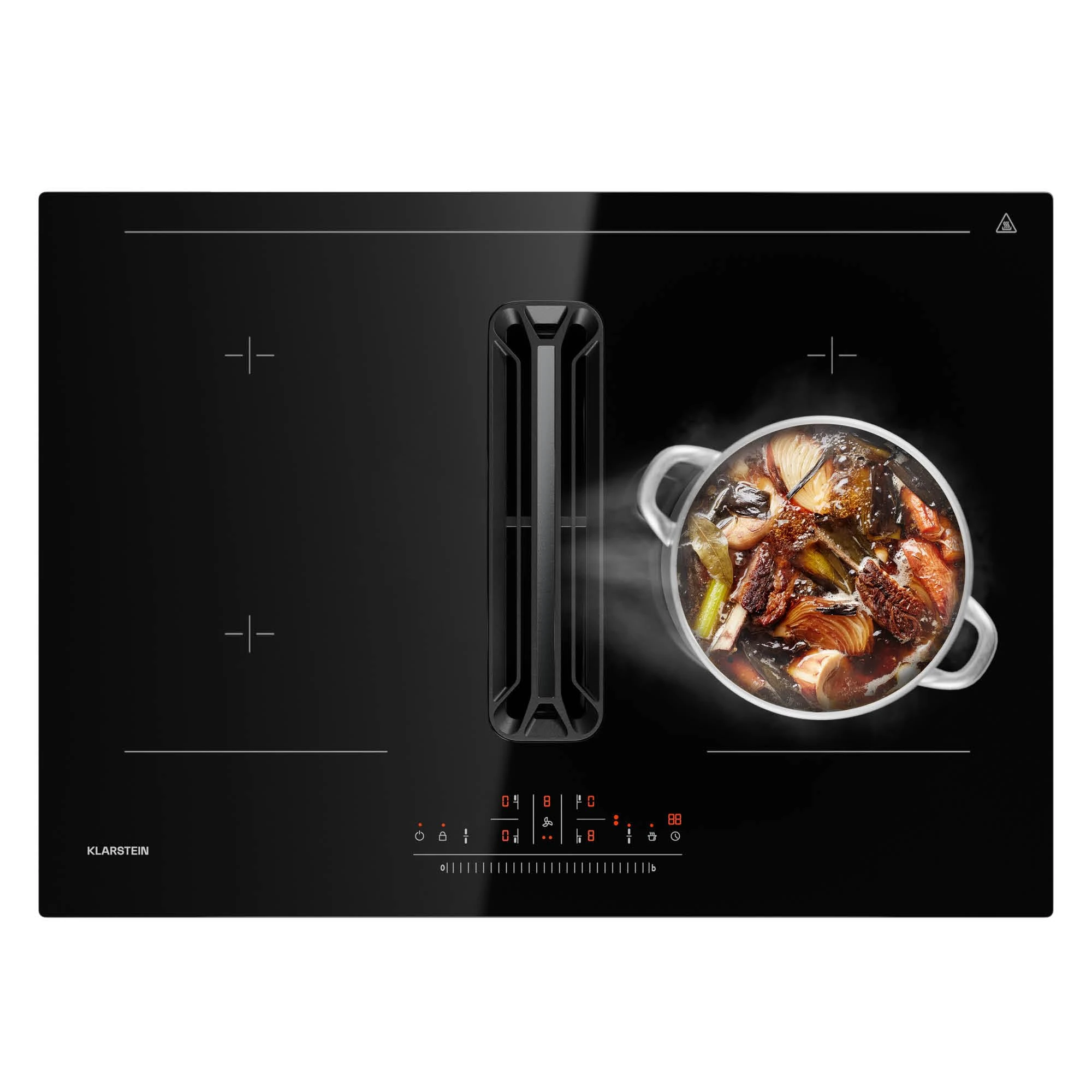 Klarstein AirJet 72 Induction Hob with Extractor - A+ Energy Efficiency, 600 m³/h Exhaust, Flex Zones, 10000 W Boost, Touch Control, Child Lock, Stainless Steel & Glass, 72 cm