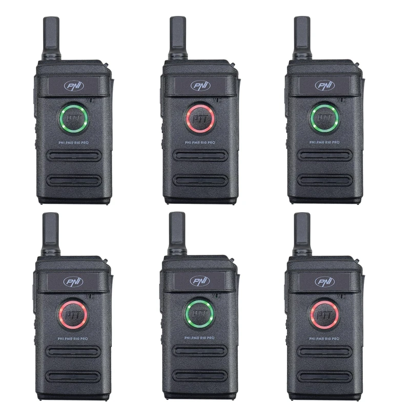 Kit of 6 portable radio stations PNI PMR R10 PRO, 446MHz, 0.5W, 16 programmable channels, 16 PMR and 50 CTCSS and 104 DCS tones, Monitor, Scan
