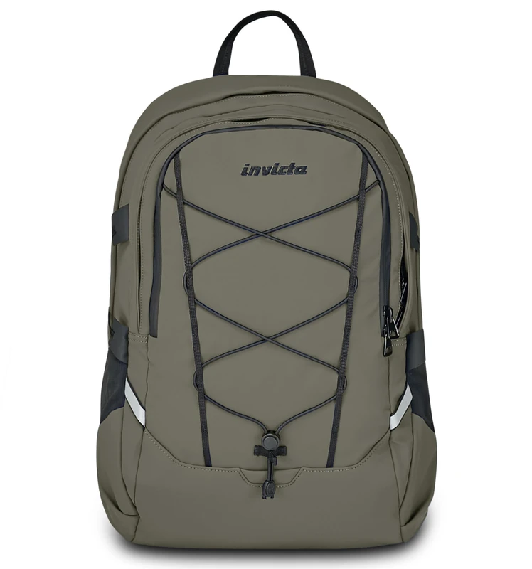 Invicta Invict-Act Plus Work Backpack, Grey, Double Compartment with 14" PC Pocket, Water Bottle Pocket and Reinforced Base, Large and Versatile 29L Backpack for Office and University, for Men and